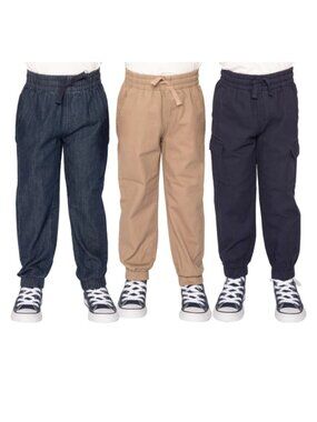 NWT Pekkle 3 pack Twill Joggers (Beige, Black, Gray) Size 3T